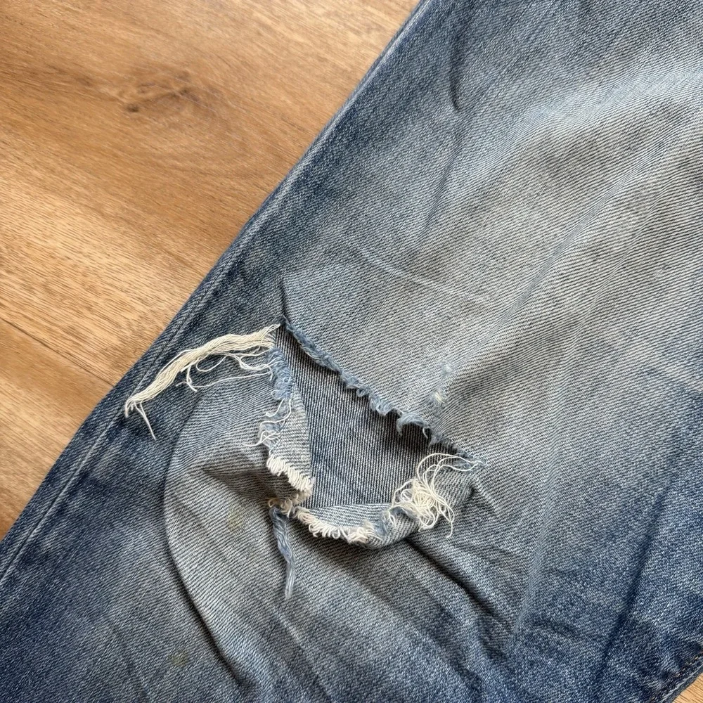 Diesel Buster Jeans‎ Men 33x32 Blue Slim Tapered Stretch Dirty Wash Ripped 082AZ